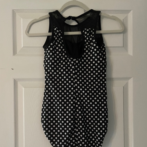 Black and white polka dot one piece swimsuit size small - Picture 2 of 2